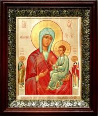 Хлебная икона Божьей Матери (19х22), темный киот