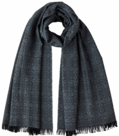 шотландский тонкий широкий легкий шарф с графическим узором Арт-деко, 100% шерсть мериноса  Tonal Deco Grey Деко Серебристо-серый плотность 3