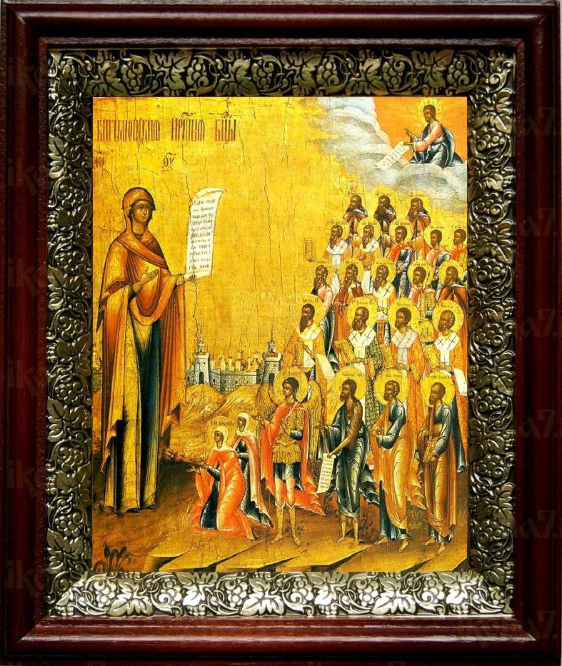 Боголюбская (Московская) икона Божьей Матери (19х22), темный киот