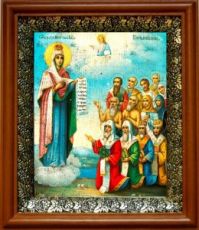 Боголюбская (Московская) икона Божьей Матери (19х22), светлый киот