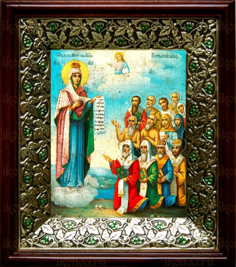 Боголюбская (Московская) икона Божьей Матери (21х24), киот со стразами