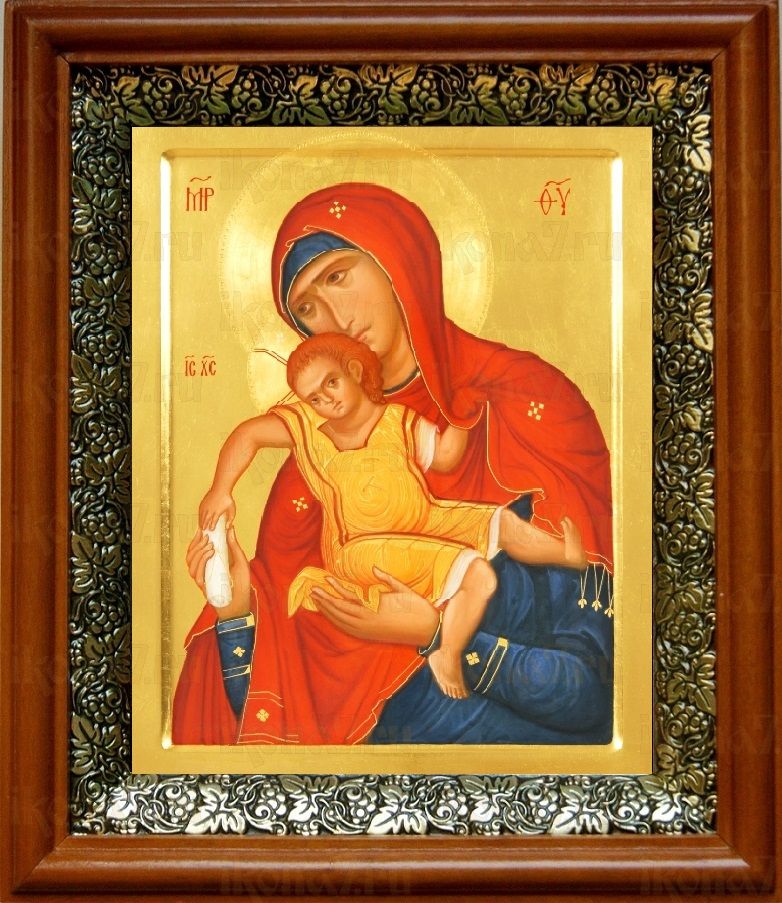 Киккская (Милостивая) икона Божьей Матери (19х22), светлый киот