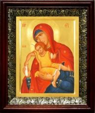 Киккская (Милостивая) икона Божьей Матери (19х22), темный киот