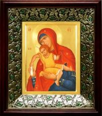 Киккская (Милостивая) икона Божьей Матери (21х24), киот со стразами