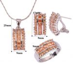 Комплект украшений с медовыми цитринами - серьги, кольцо, подвеска с цепочкой (арт. 801112108)