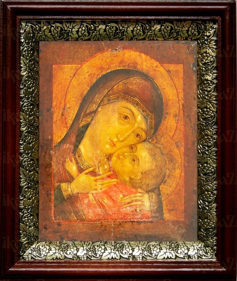 Корсунская икона Божьей Матери (19х22), темный киот