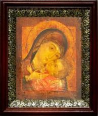 Корсунская икона Божьей Матери (19х22), темный киот