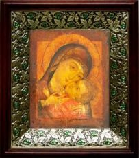 Корсунская икона Божьей Матери (21х24), киот со стразами