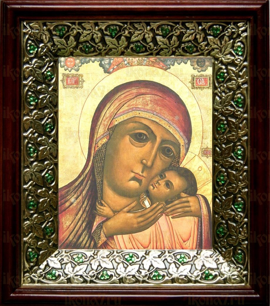 Корсунская икона Божьей Матери (21х24), киот со стразами