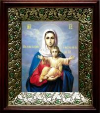 Леушинская икона Божьей Матери (21х24), киот со стразами