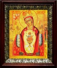 Никейская икона Божьей Матери (19х22), темный киот