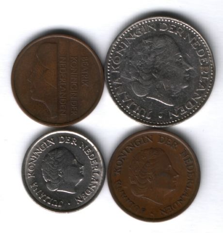 Набор монет Нидерланды 1961-1993 г. 4 шт.