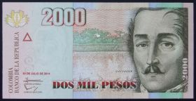 Колумбия. 2000 песо. 2014. UNC