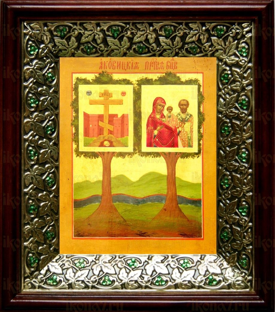 Оковецкая икона Божьей Матери (21х24), киот со стразами