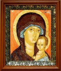 Петровская икона Божьей Матери (19х22), светлый киот