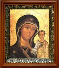 Петровская икона Божьей Матери (19х22), светлый киот
