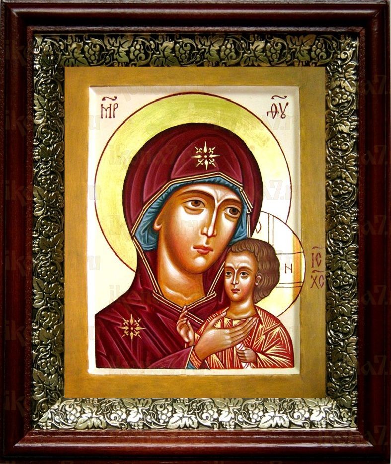 Петровская икона Божьей Матери (19х22), темный киот
