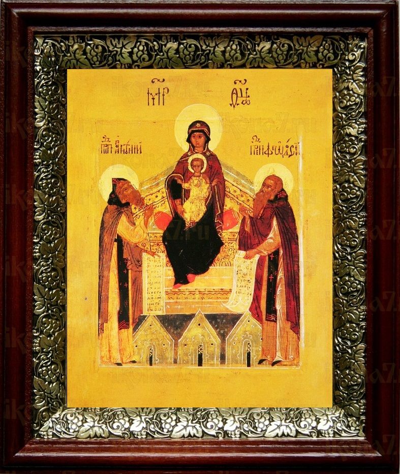 Печерская икона Божьей Матери (19х22), темный киот