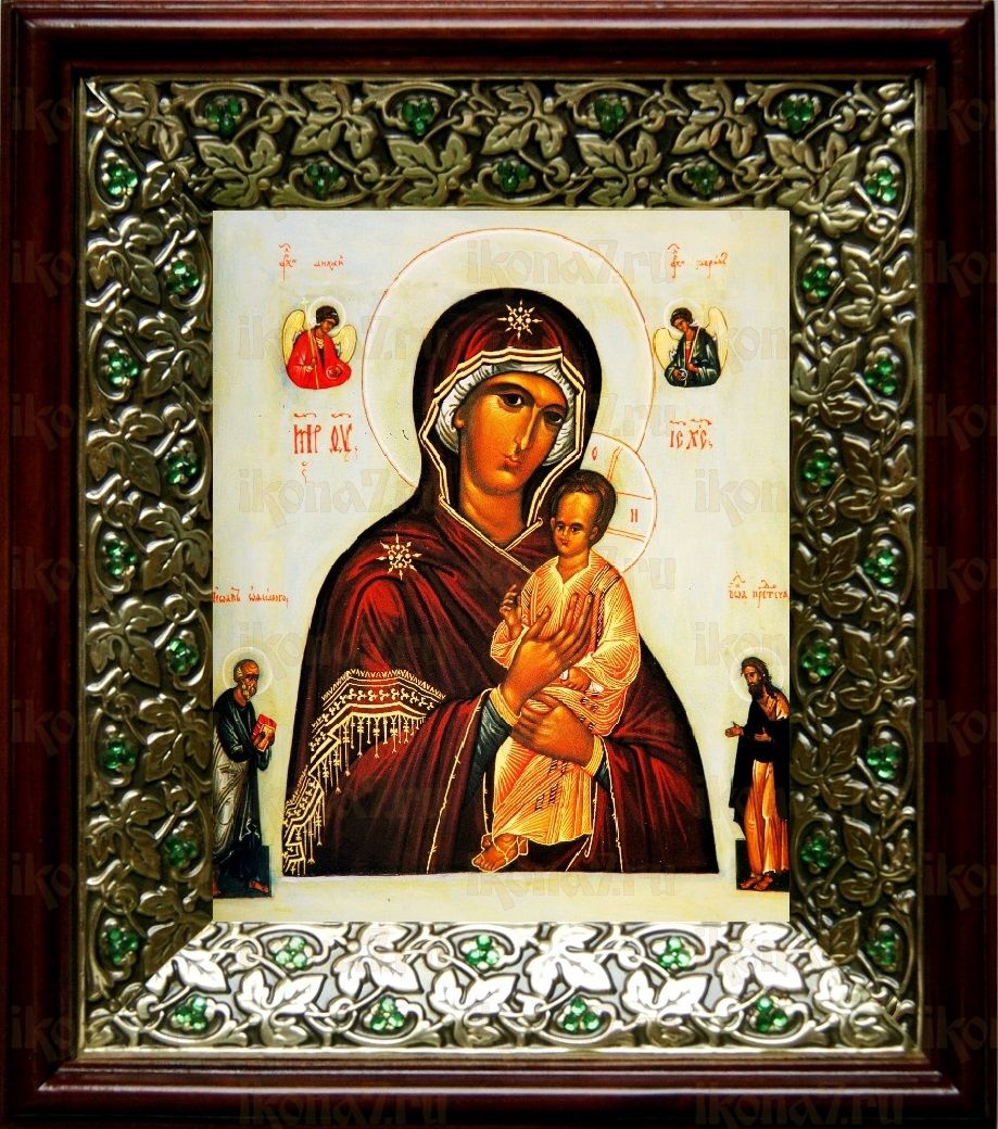 Пименовская икона Божьей Матери (21х24), киот со стразами