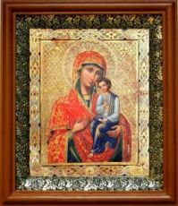 Святогорская икона Божьей Матери (19х22), светлый киот