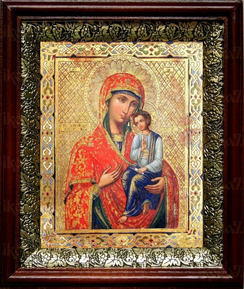 Святогорская икона Божьей Матери (19х22), темный киот