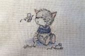 Cross stitch pattern "Kitten and butterfly".