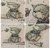 Cross stitch pattern "Kitten and butterfly".