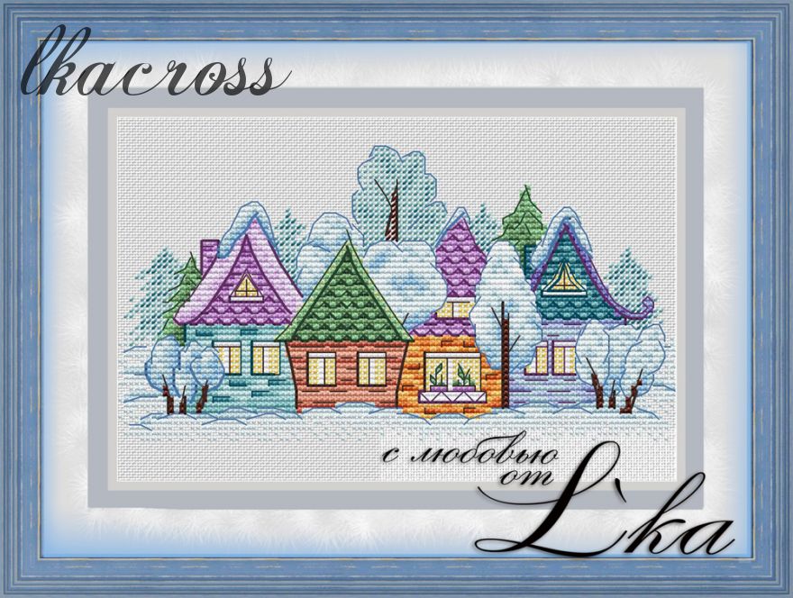 "Little village". Digital cross stitch pattern.