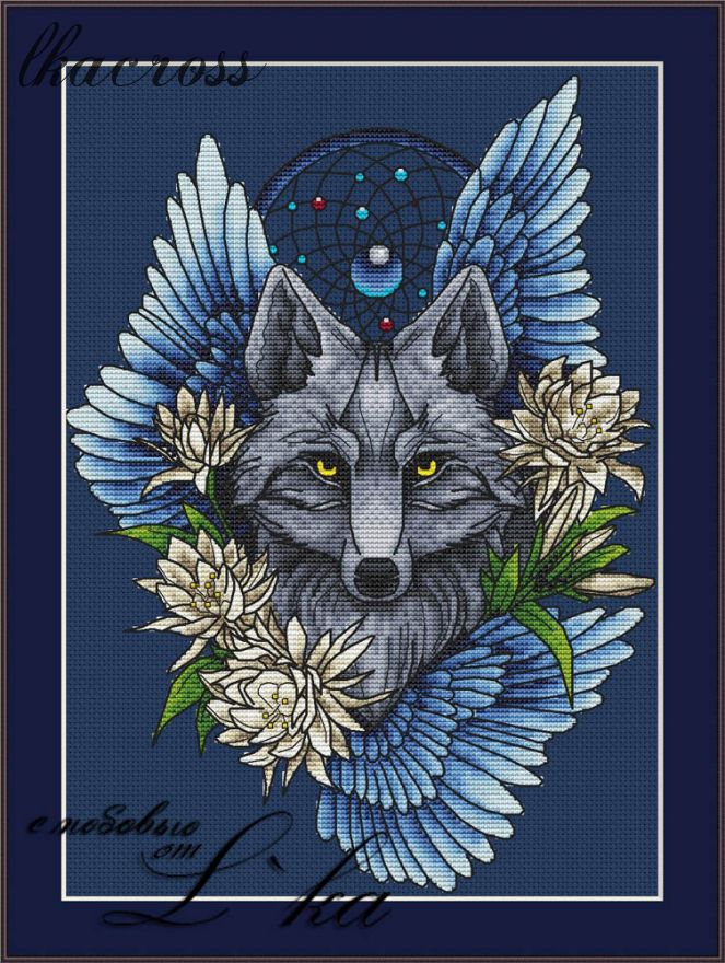 "Wolf1". Digital cross stitch pattern.