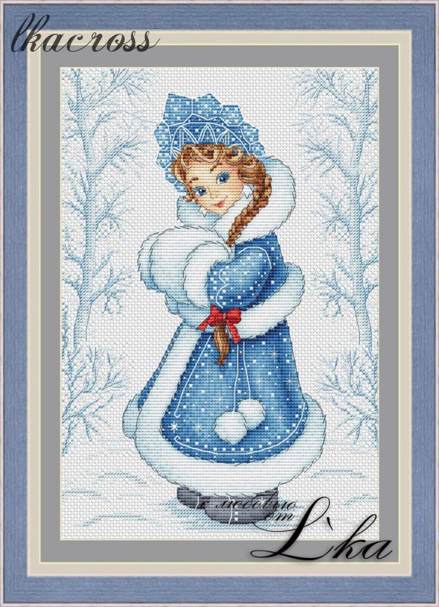 "Snowgirl". Digital cross stitch pattern.