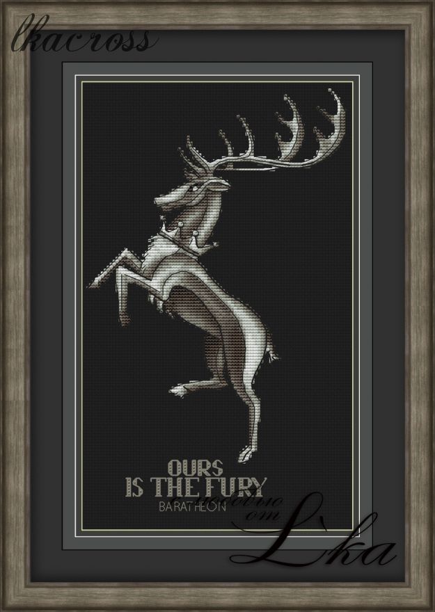 "Ours Is The Fury". Digital cross stitch pattern.