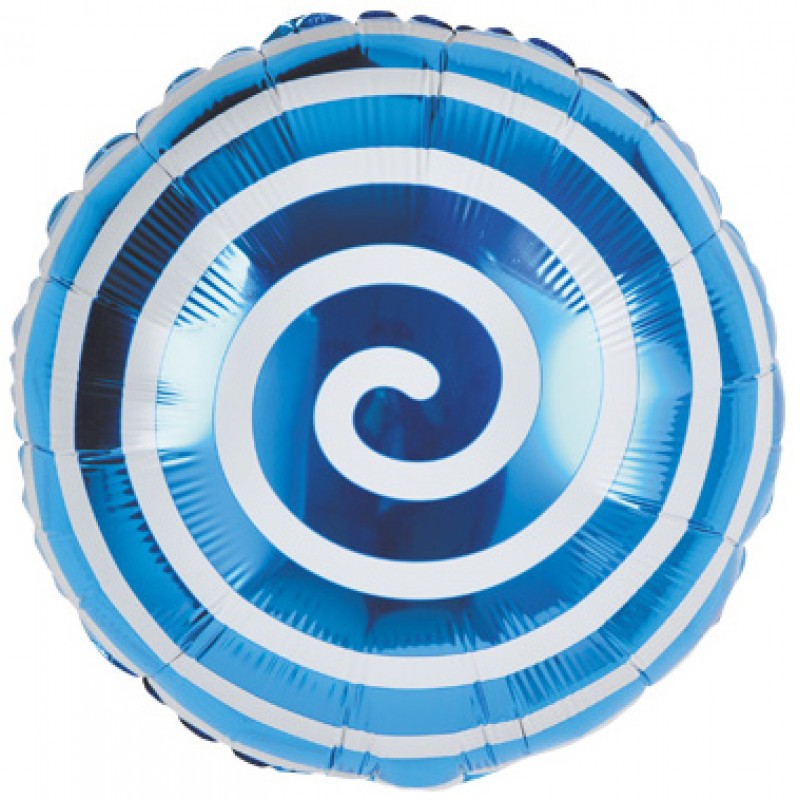 Синяя спиралька шар фольгированный с гелием