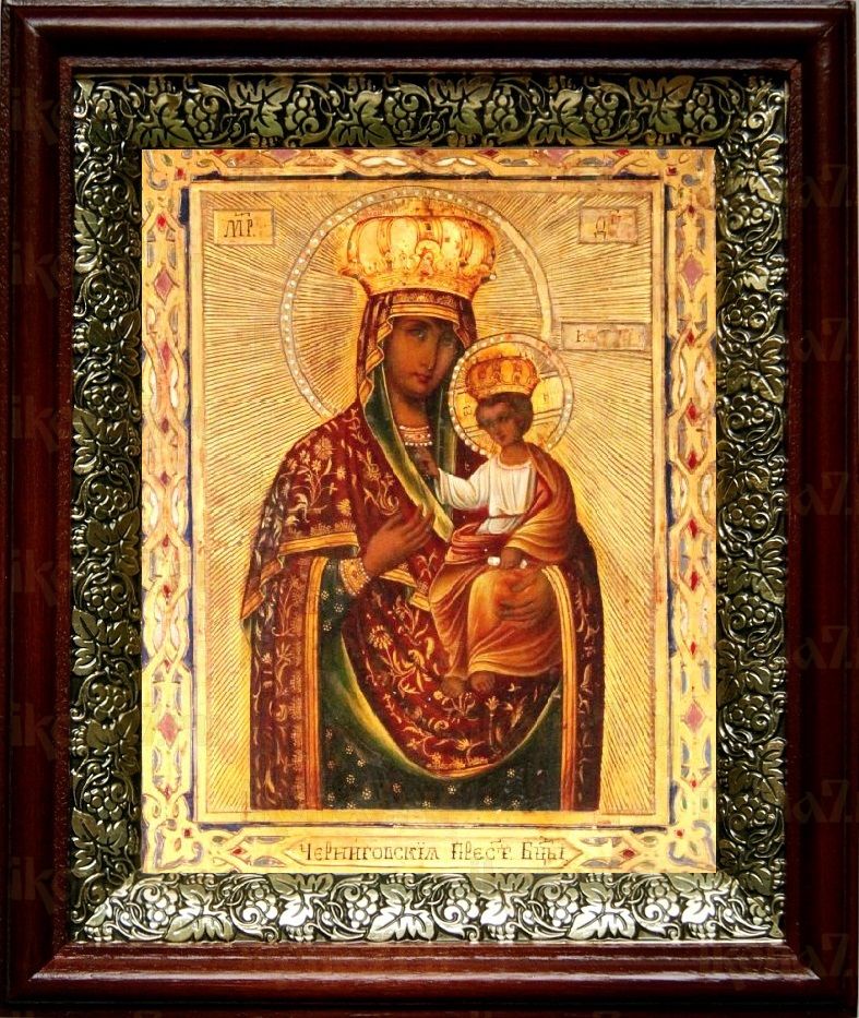 Ильинско-Черниговская икона Божьей Матери (19х22), темный киот
