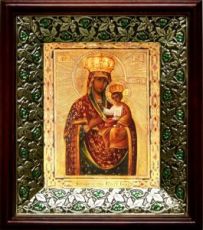Ильинско-Черниговская икона Божьей Матери (21х24), киот со стразами