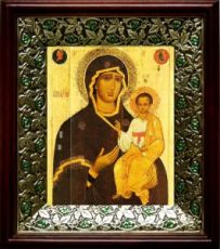 Смоленская Ярославская икона Божьей Матери (21х24), киот со стразами