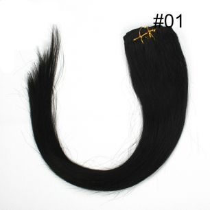 Натуральные волосы на заколках №001 Черный (45 см) - 7 заколок