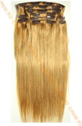 Натуральные волосы на заколках №016 (55 см) - 7 заколок