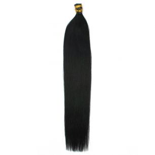 Натуральные волосы на кератиновой капсуле I-тип, №001B Угольно-черный - 40 см, 100 капсул.