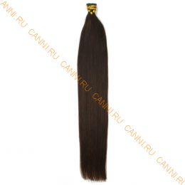 Натуральные волосы на кератиновой капсуле I-тип, №002 Темно-коричневый - 40 см, 100 капсул.