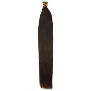 Натуральные волосы на кератиновой капсуле I-тип, №002 Темно-коричневый - 45 см, 100 капсул.