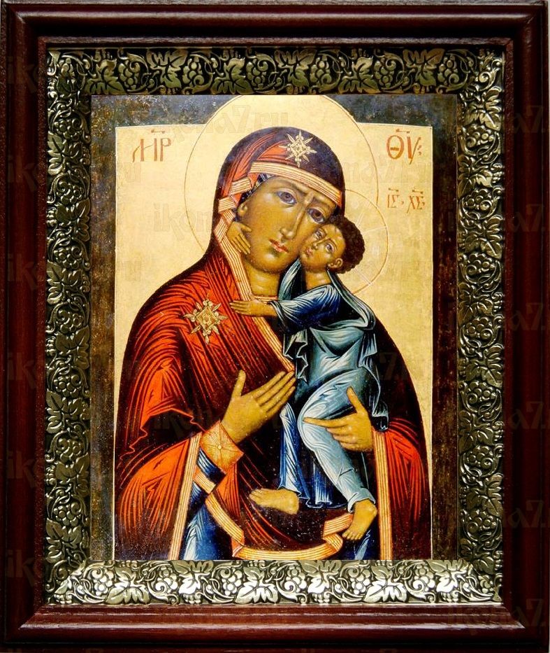 Толгская икона Божьей Матери (19х22), темный киот