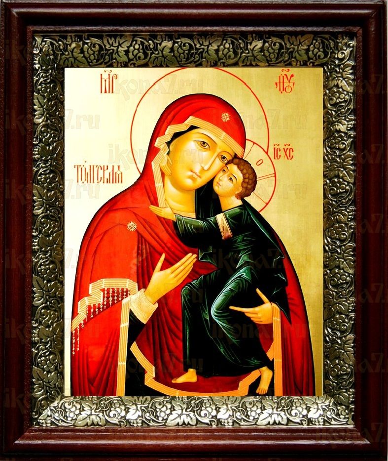Толгская икона Божьей Матери (19х22), темный киот