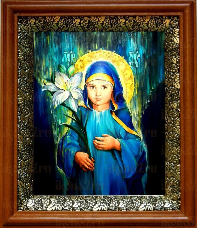 Трилетствующая икона Божьей Матери (19х22), светлый киот