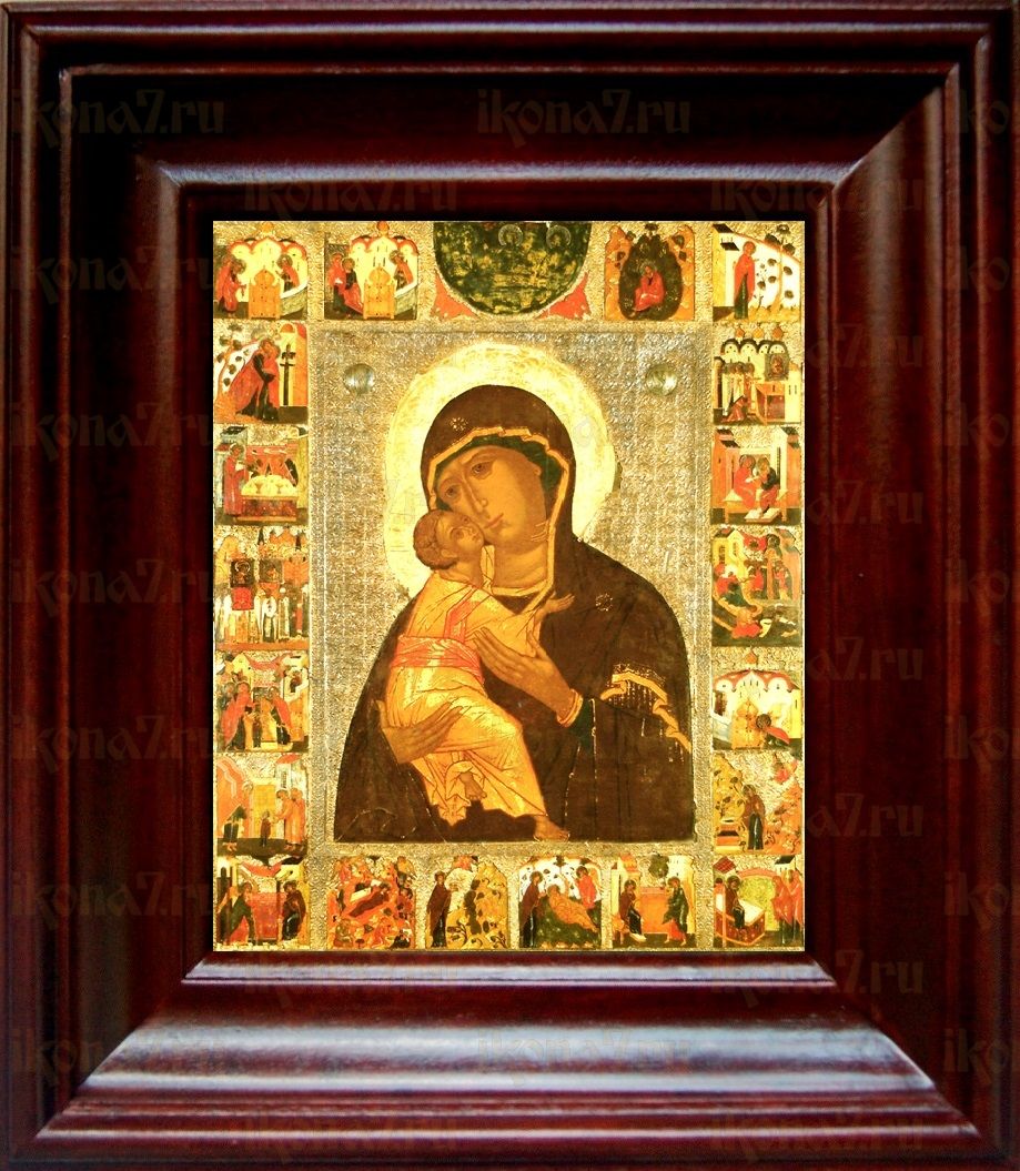 Умиление Псково-Печерская икона Божьей Матери (21х24), простой киот