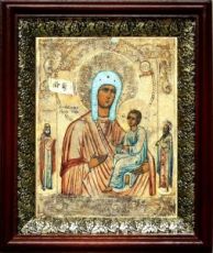 Хлебная икона Божьей Матери (19х22), темный киот
