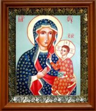 Ченстоховская икона Божьей Матери (19х22), светлый киот