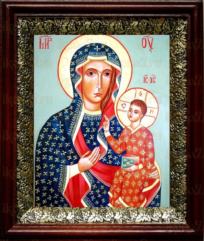 Ченстоховская икона Божьей Матери (19х22), темный киот