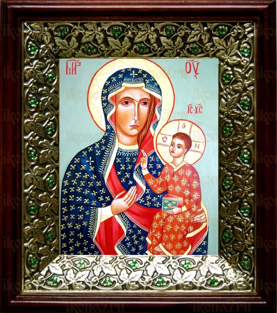 Ченстоховская икона Божьей Матери (21х24), киот со стразами