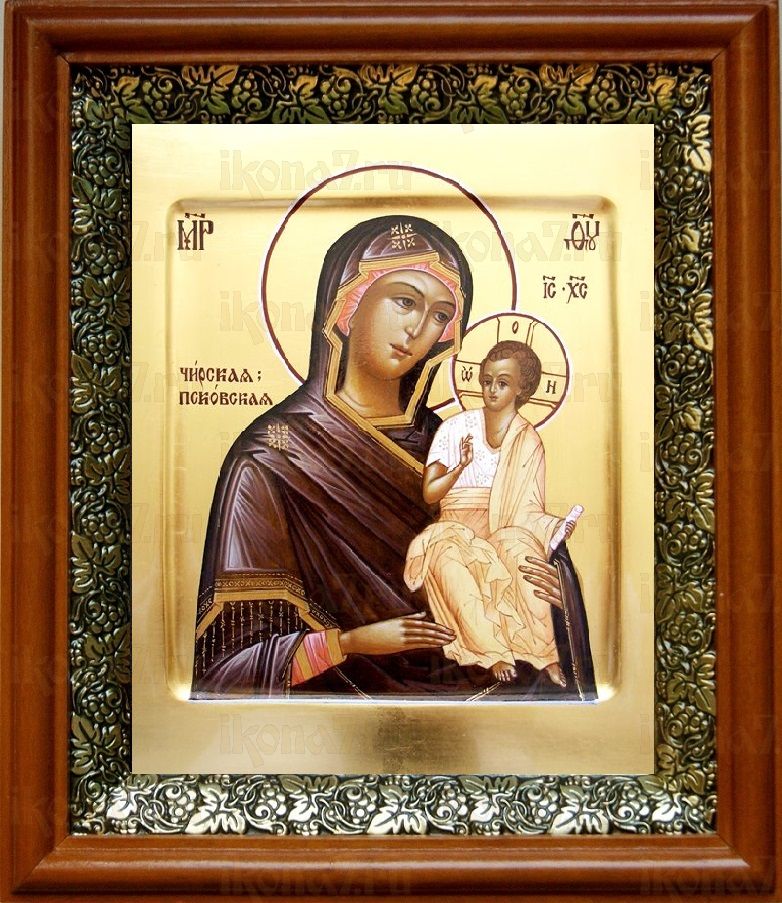 Чирская (Псковская) икона Божьей Матери (19х22), светлый киот