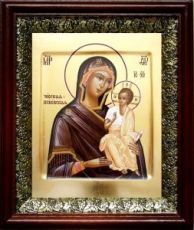 Чирская (Псковская) икона Божьей Матери (19х22), темный киот